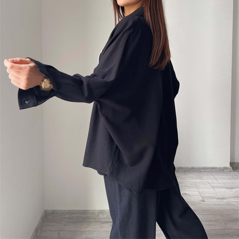 Womens Button Down Lounge Sets Long Sleeve Shirts And 2 Piece Outfit Set Casual Loungewear With Pockets