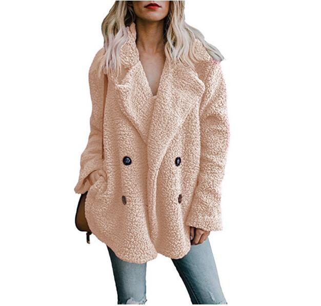 Autumn And Winter Fashion Button Suit Collar Pocket Blouse