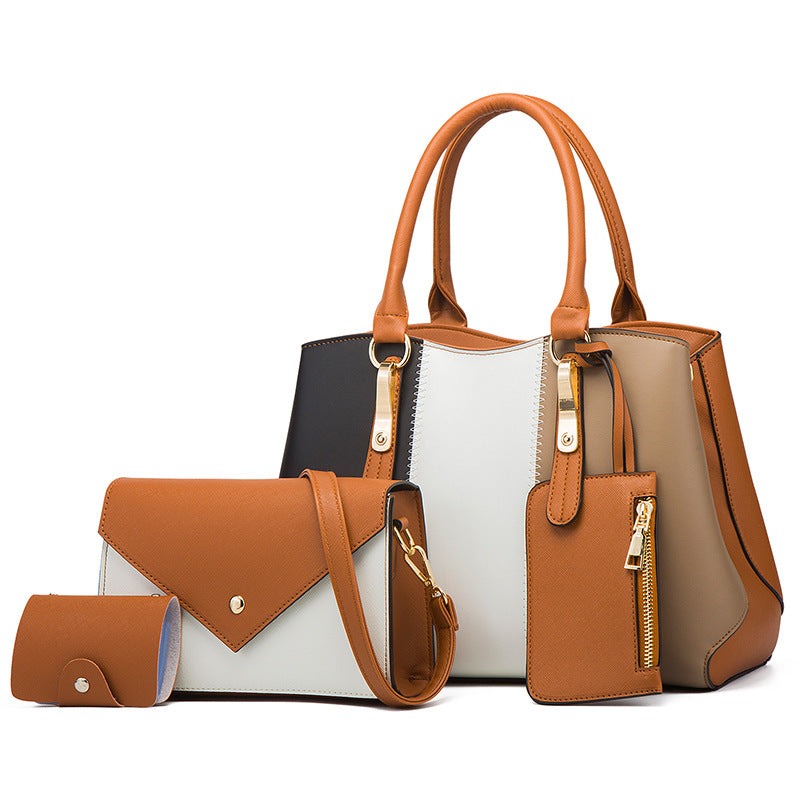 New Fashion Contrast Color Women's Bags Women's Handbags One Shoulder Messenger Bags Mother Bags Four Ladies Bags