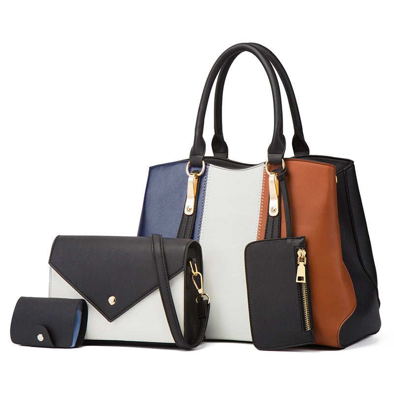New Fashion Contrast Color Women's Bags Women's Handbags One Shoulder Messenger Bags Mother Bags Four Ladies Bags