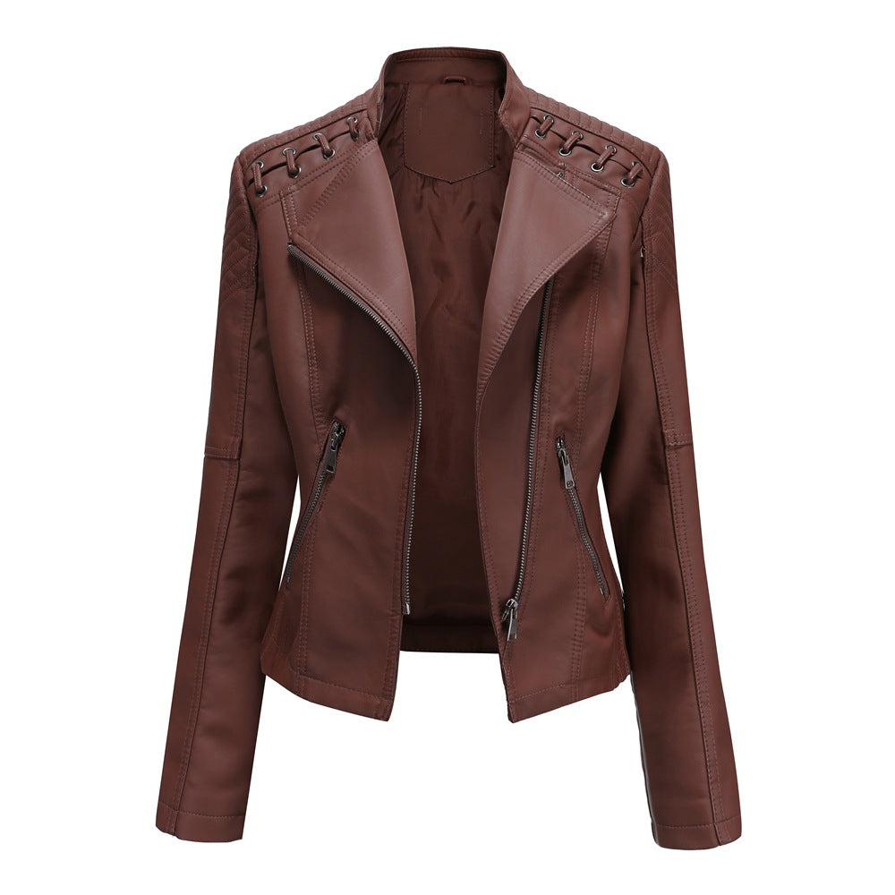 Spring and Autumn Leather Thin Ladies Motorcycle Suit