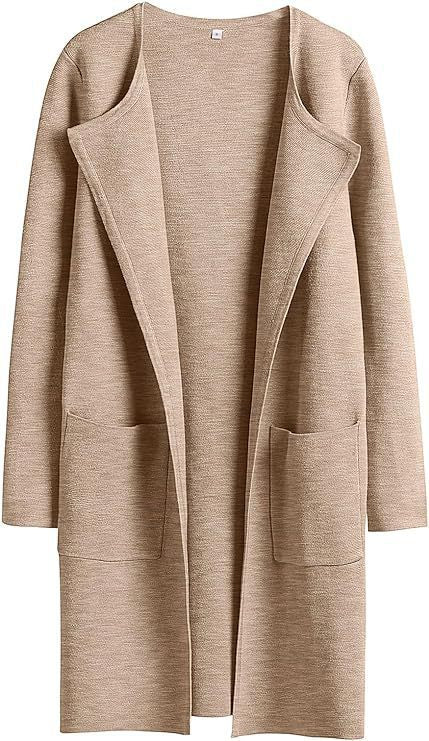 Women's Woolen Coat With Pockets Autumn And Winter Temperament Slim Fit Mid Length Jacket Comfortable Casual Lapel Coats