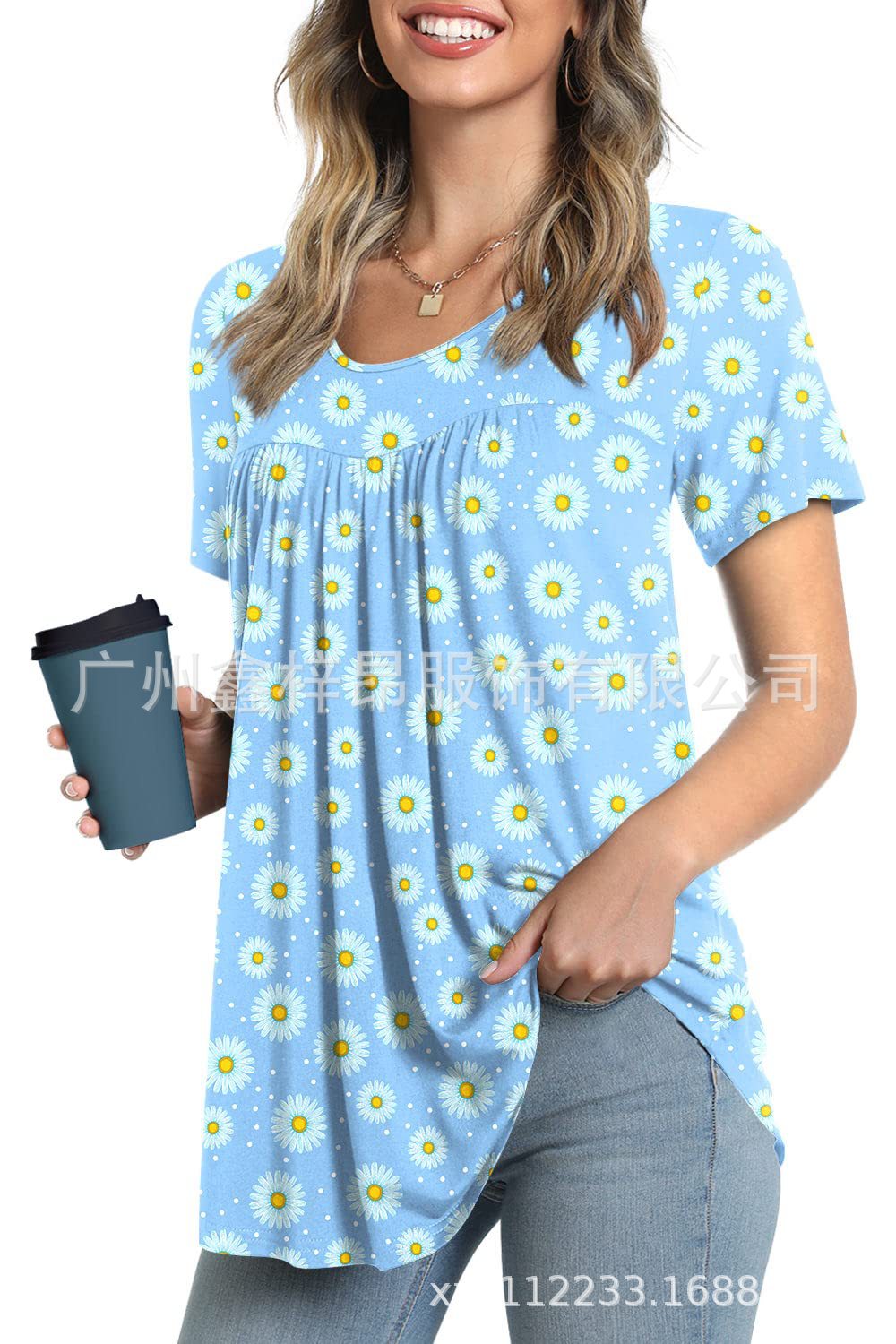 Women's Tunic Top Casual Fashion Short Sleeve Loose Shirt Elegant And Light