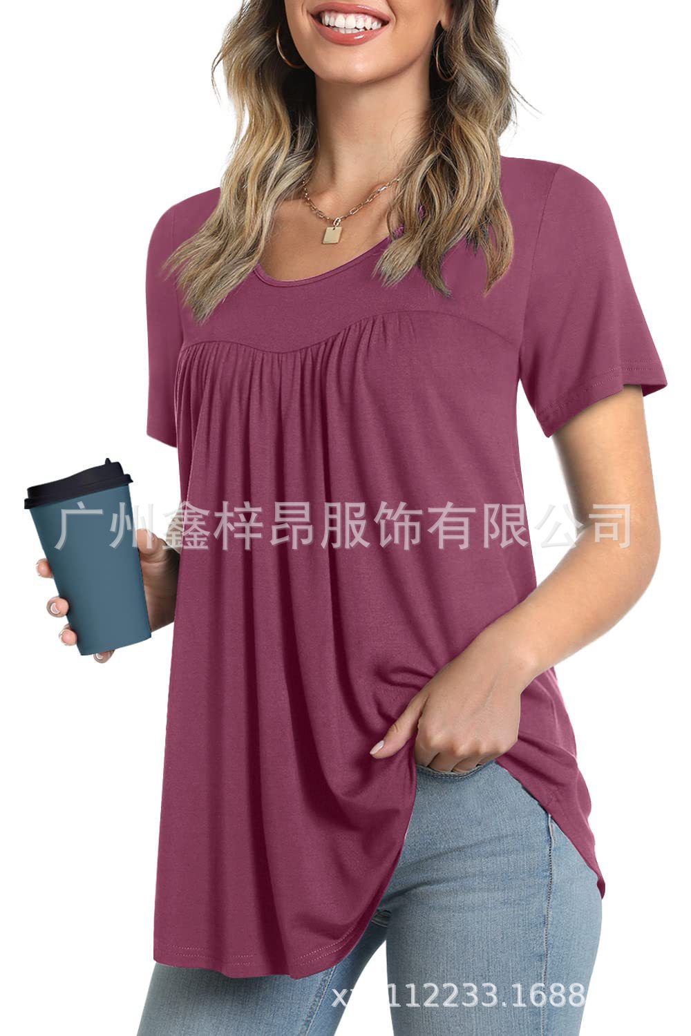 Women's Tunic Top Casual Fashion Short Sleeve Loose Shirt Elegant And Light