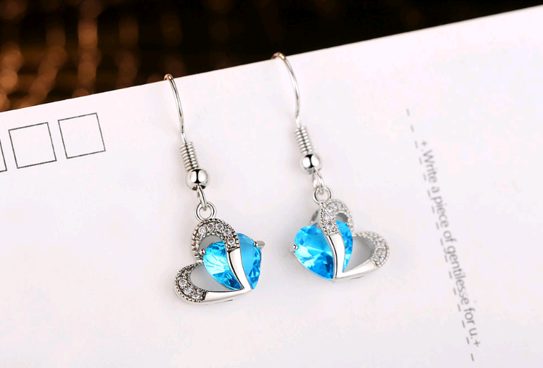 Amethyst Zircon Heart Necklace Earrings Set European And American Christmas Gifts