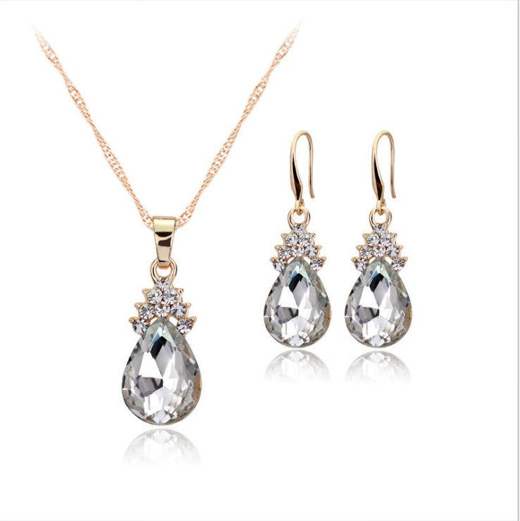 Womens Diamond Crystal Necklace Earrings Crystal Necklace Earrings Set