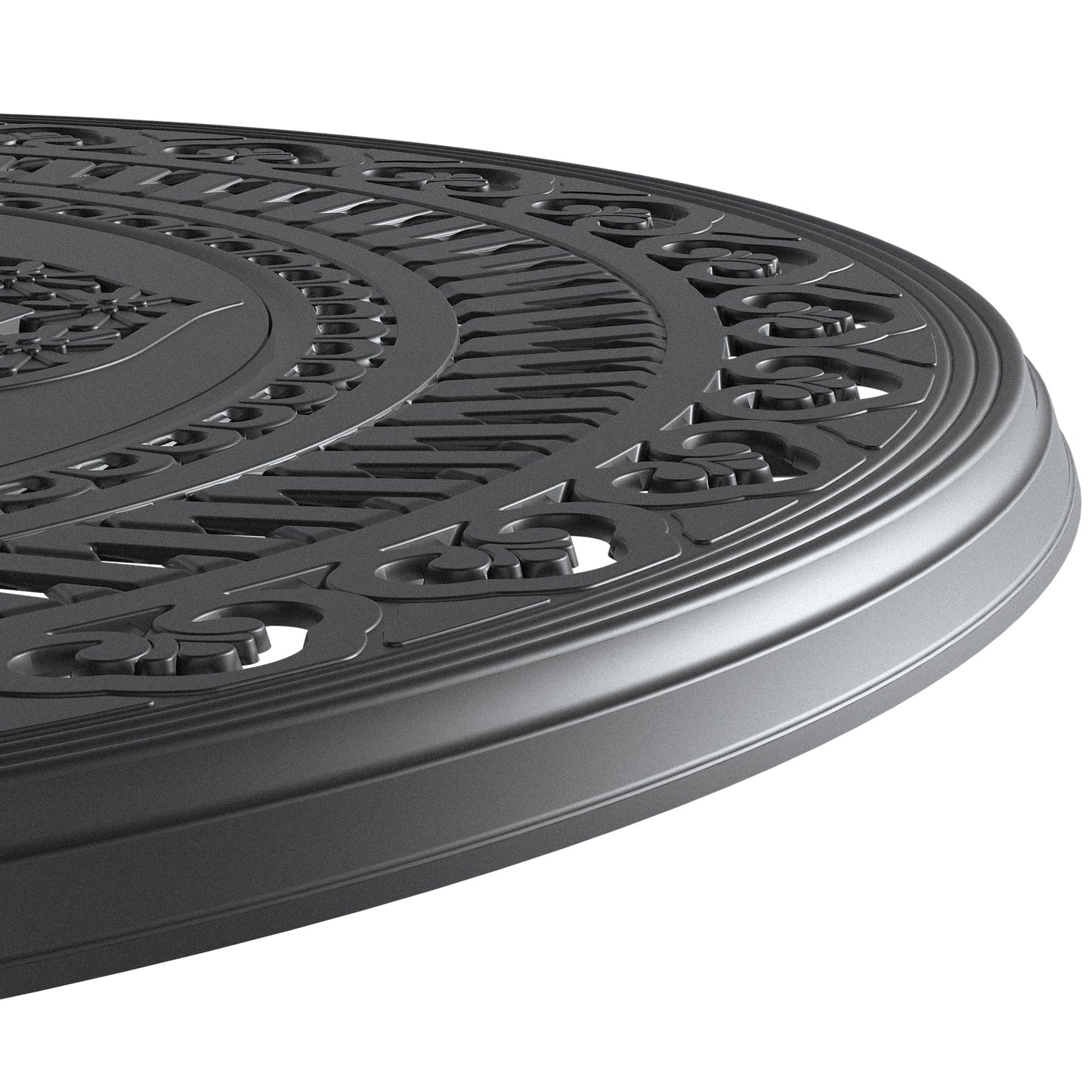 7-Piece Set Of Cast Aluminum Patio Furniture With Black Frame and Seat Cushions In Random Colors