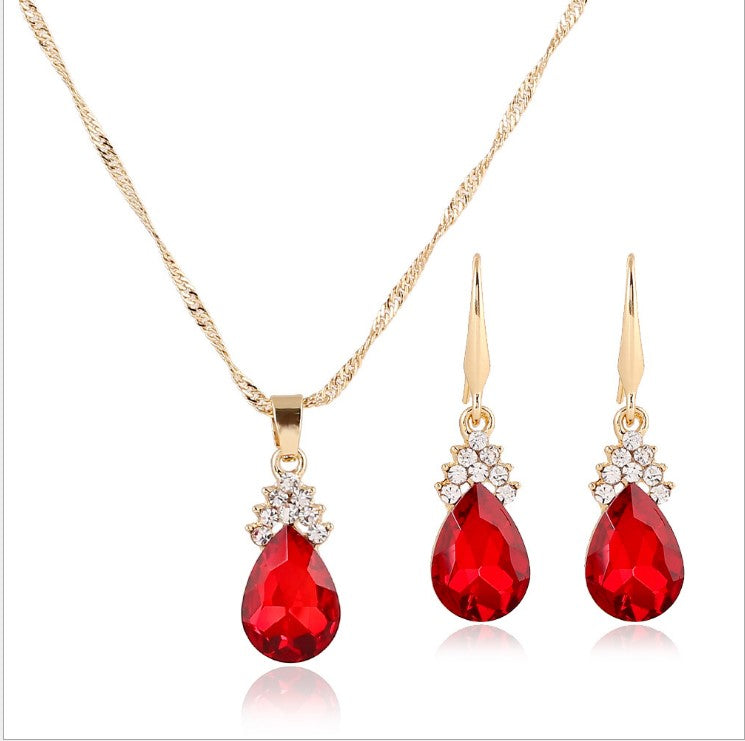 Womens Diamond Crystal Necklace Earrings Crystal Necklace Earrings Set