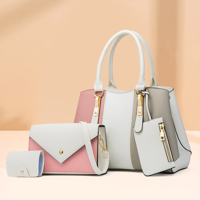 New Fashion Contrast Color Women's Bags Women's Handbags One Shoulder Messenger Bags Mother Bags Four Ladies Bags