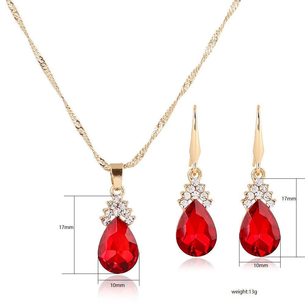 Womens Diamond Crystal Necklace Earrings Crystal Necklace Earrings Set
