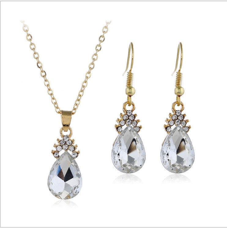 Womens Diamond Crystal Necklace Earrings Crystal Necklace Earrings Set