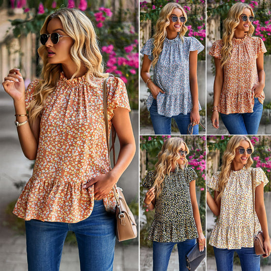 Floral Women's Blouse Holiday Style