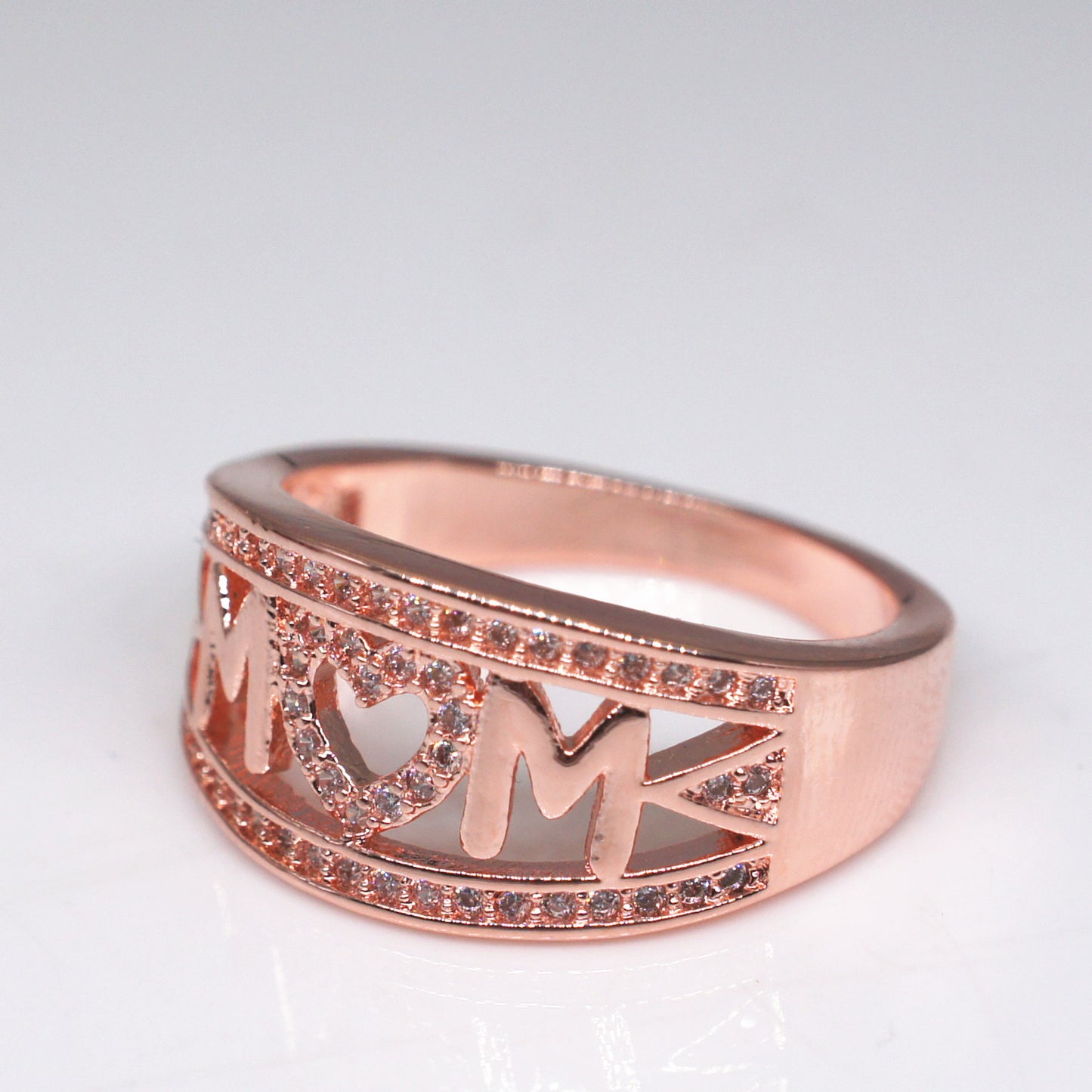 Mom Ring Gold Plated Diamond Heart Ring