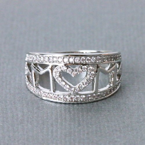 Mom Ring Gold Plated Diamond Heart Ring
