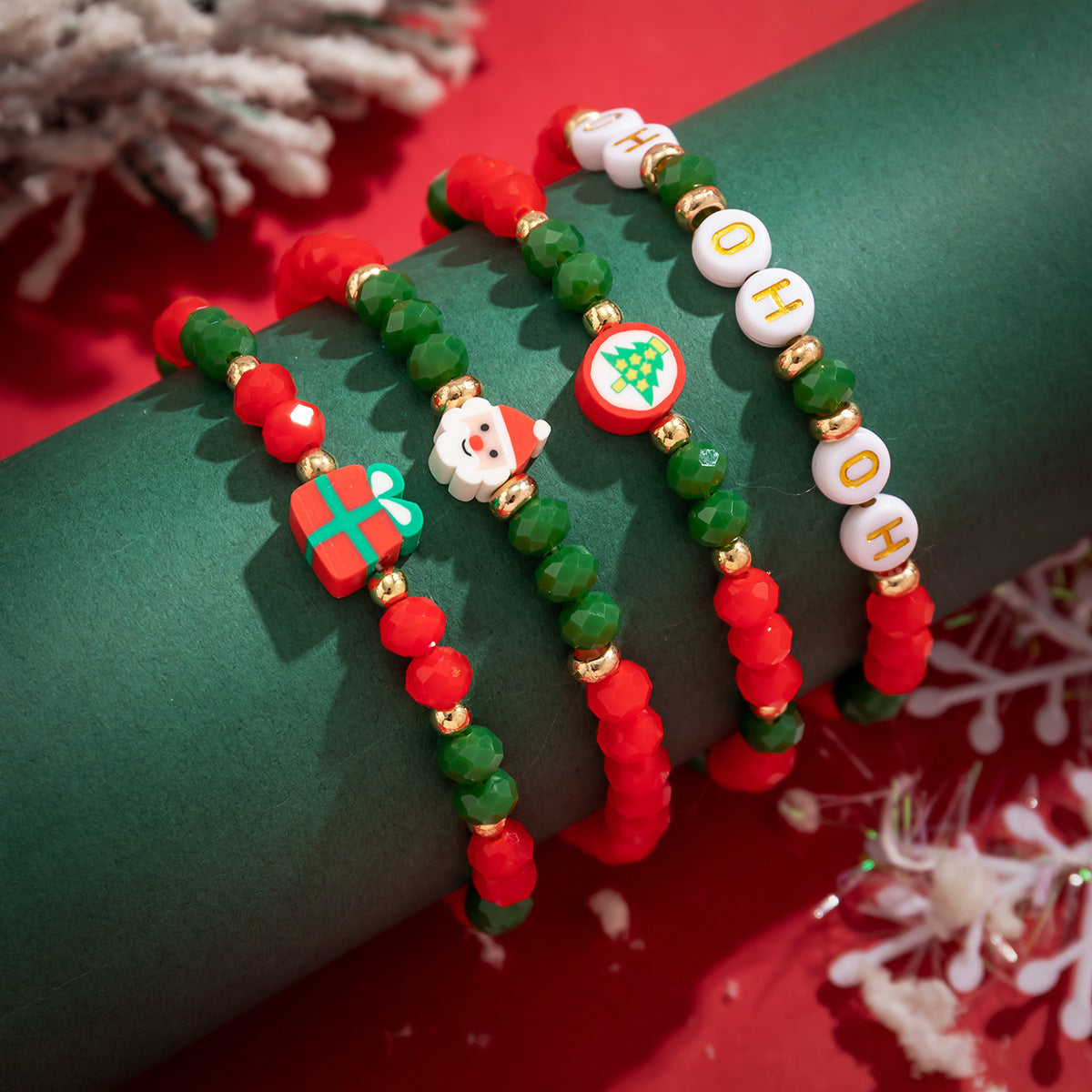 New Christmas Polymer Clay Colored Glaze Bracelet For Women