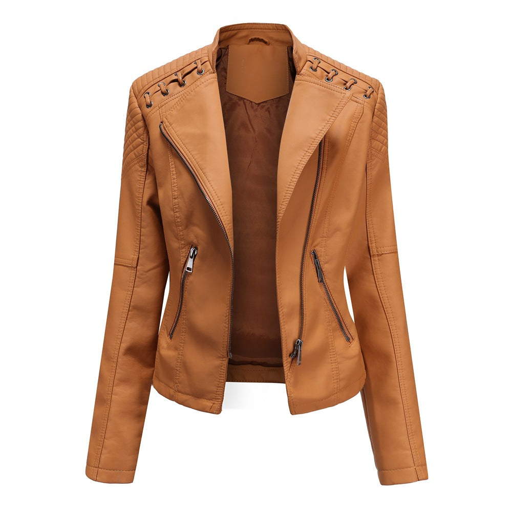 Spring and Autumn Leather Thin Ladies Motorcycle Suit