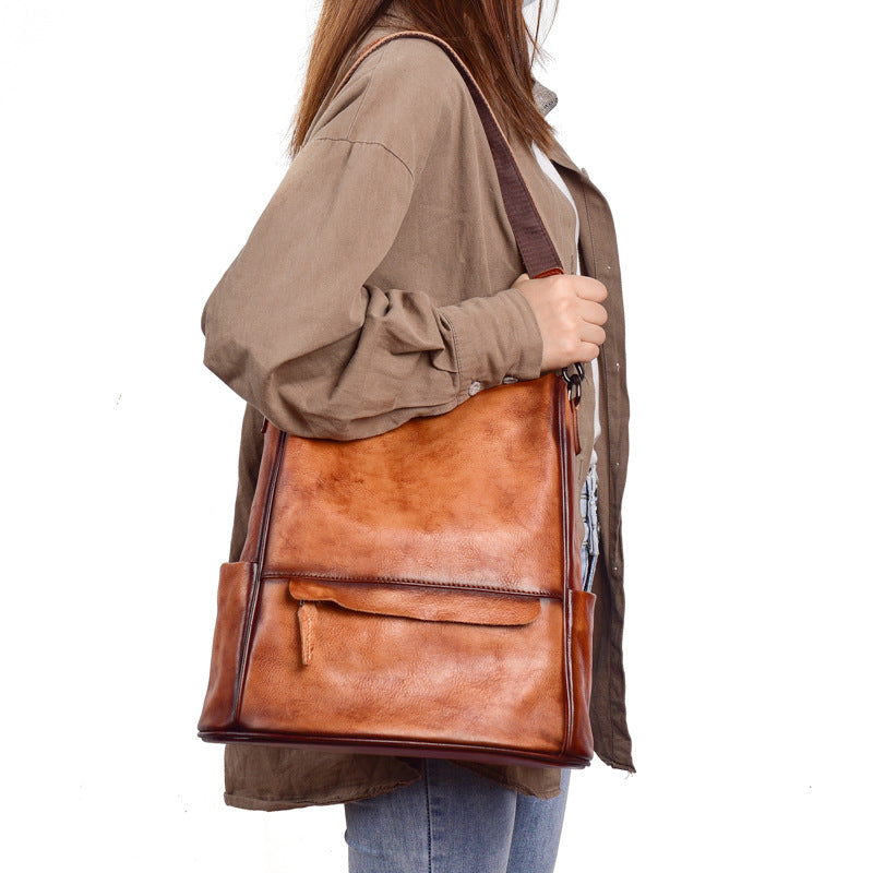 Genuine Leather Anti Theft Backpack Cowhide Large Capacity Ladies Travel Luxury Bags