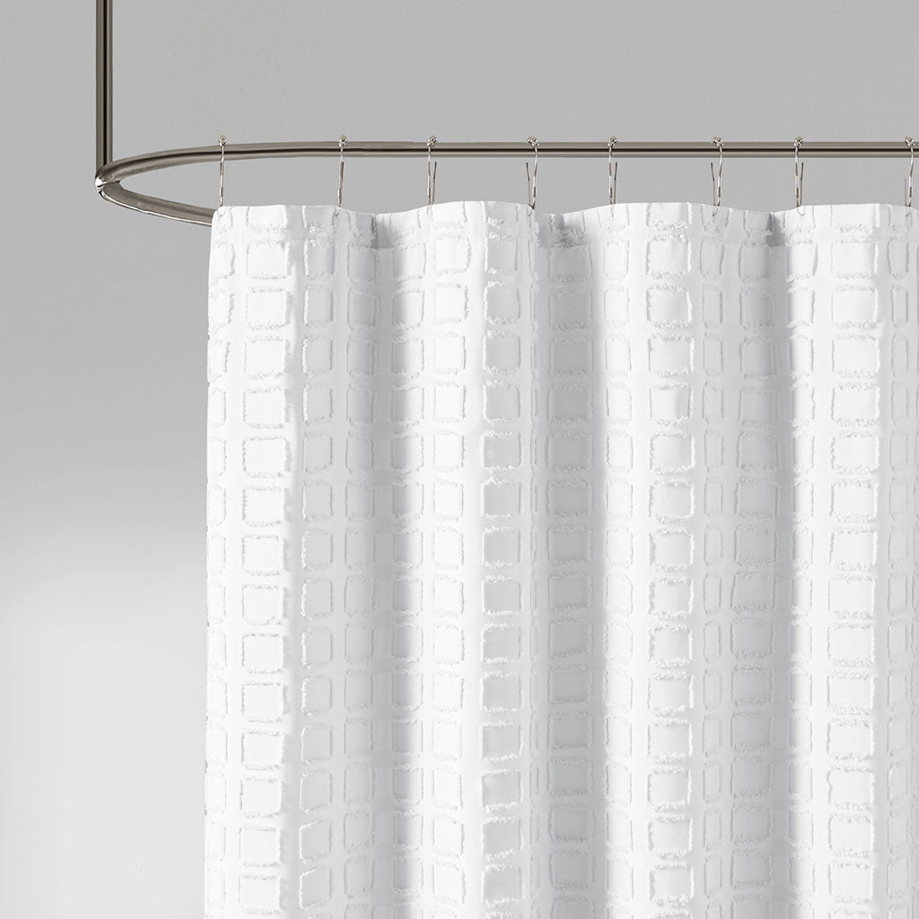 Woven Clipped Solid Shower Curtain