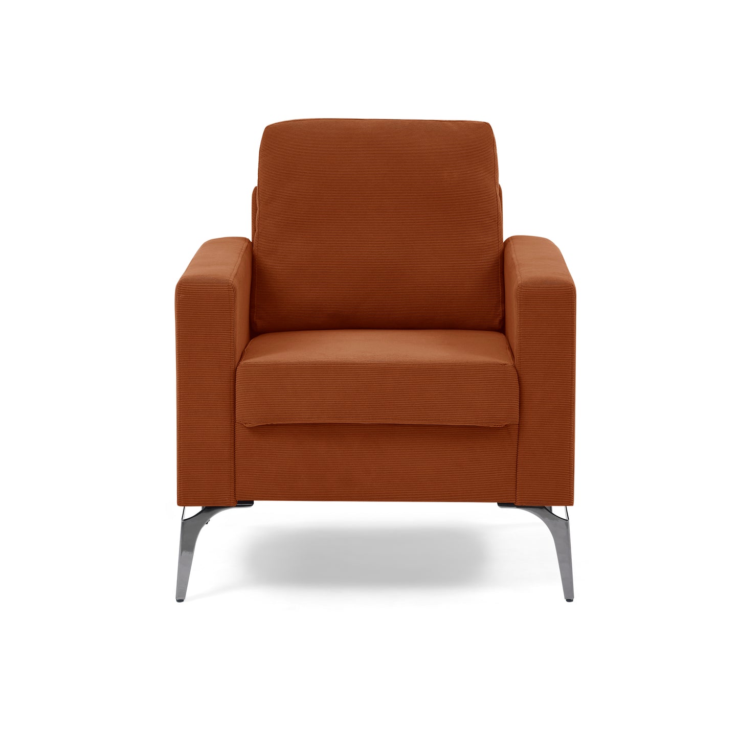 Sofa Chair,with Square Arms and Tight Back ,Corduroy Orange