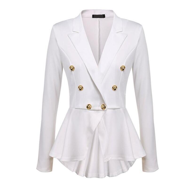 Fashion Slim Fit Women Blazer Jackets Womens White Ladies Blazer Office Lady Jacket Elegant Female Solid Button Plus Size