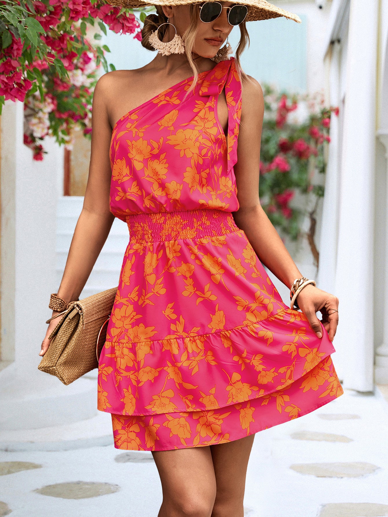 Fashion New Women's Clothing Sloping Shoulder Dress