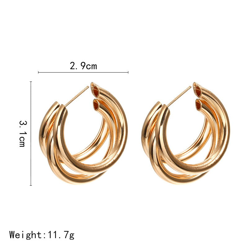 New Style Earrings Personality Cold Wind Metal Ring Ear Buckle Earrings Female C-shaped Earrings Earrings