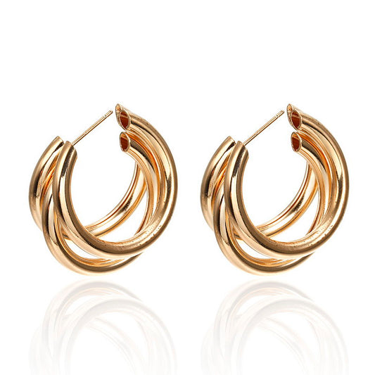 New Style Earrings Personality Cold Wind Metal Ring Ear Buckle Earrings Female C-shaped Earrings Earrings