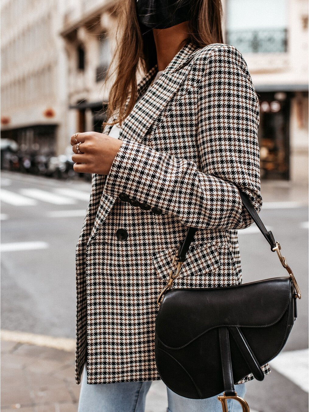 Women's Winter Plaid Long Suit Jacket