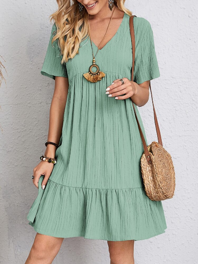 European And American Women's Loose Casual Short-sleeved Corset Dress