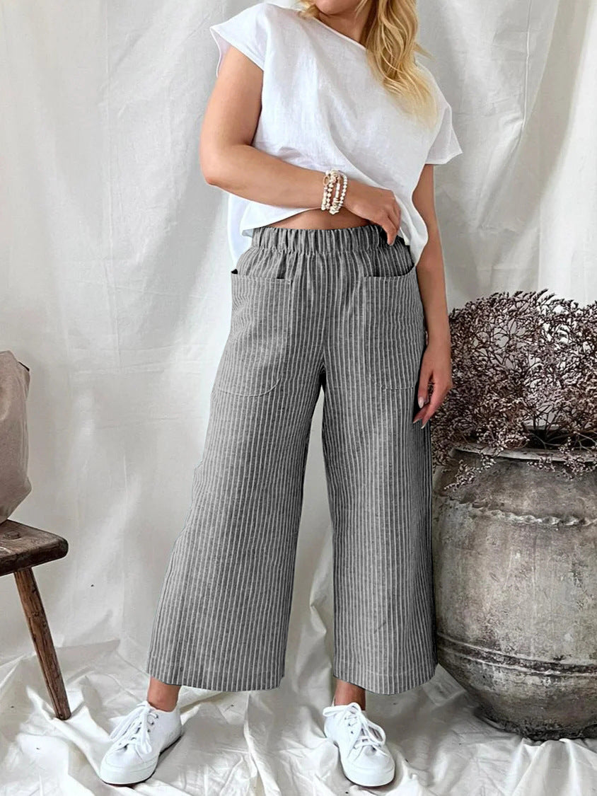 Women's Cotton And Linen Loose Fashion Casual Straight-leg Pants