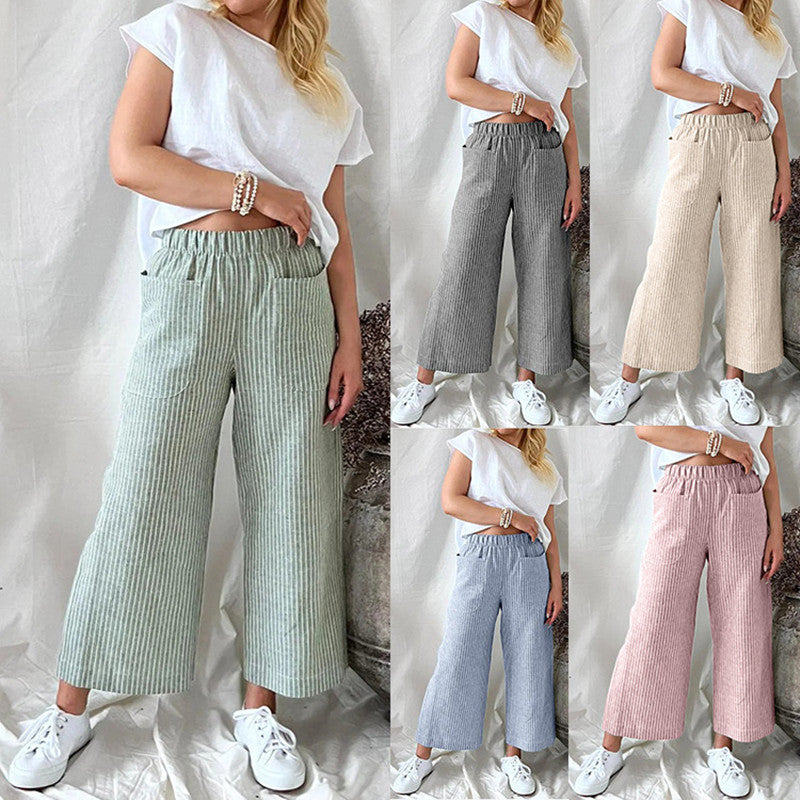 Women's Cotton And Linen Loose Fashion Casual Straight-leg Pants