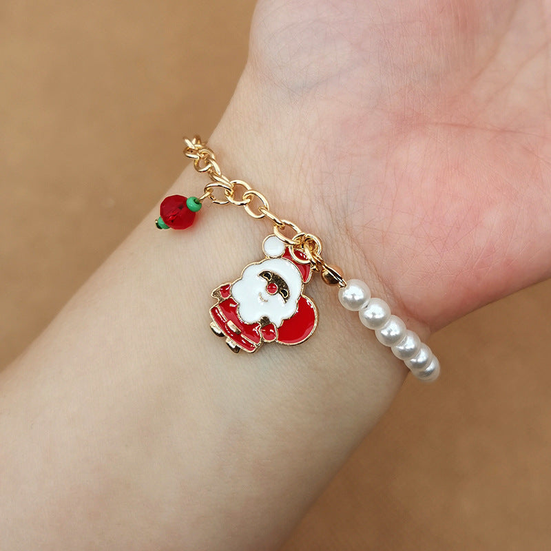 Elk Snowflake Bell Christmas Bracelet