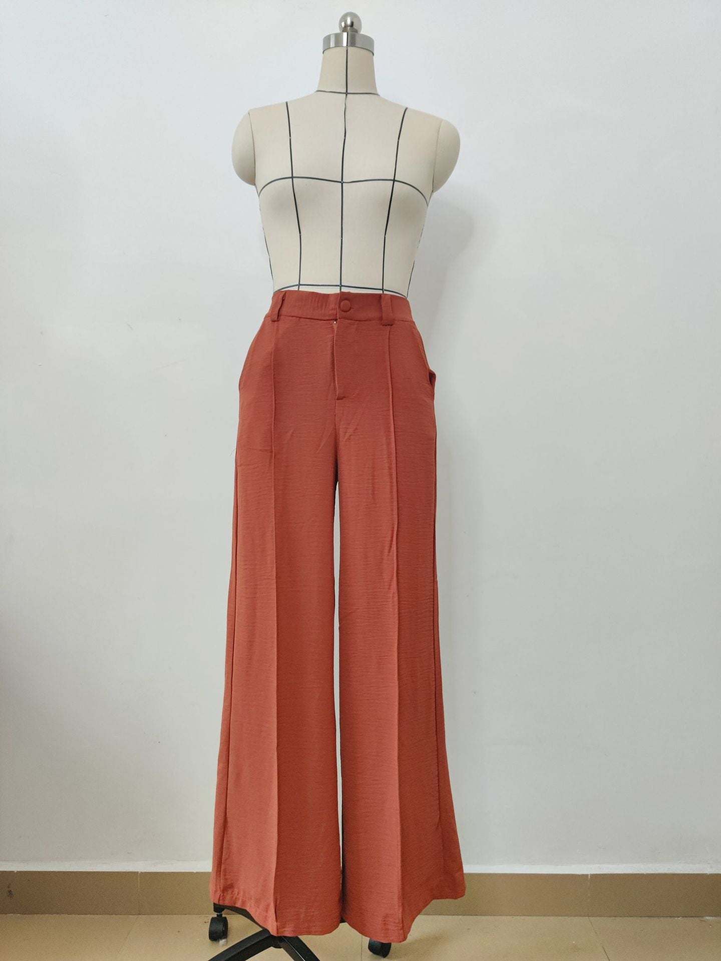 Solid Color Loose Pleated Wide-leg Casual Pants