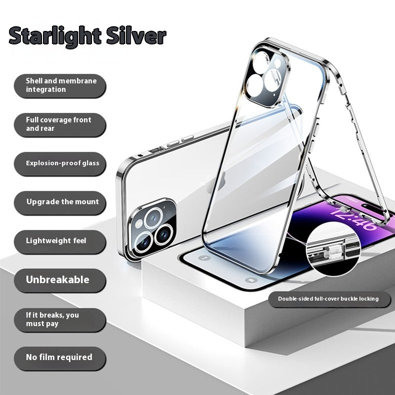 Applicable To 16 Series Double-sided Glass Ultra-thin Magnetic Drop-resistant Phone Case