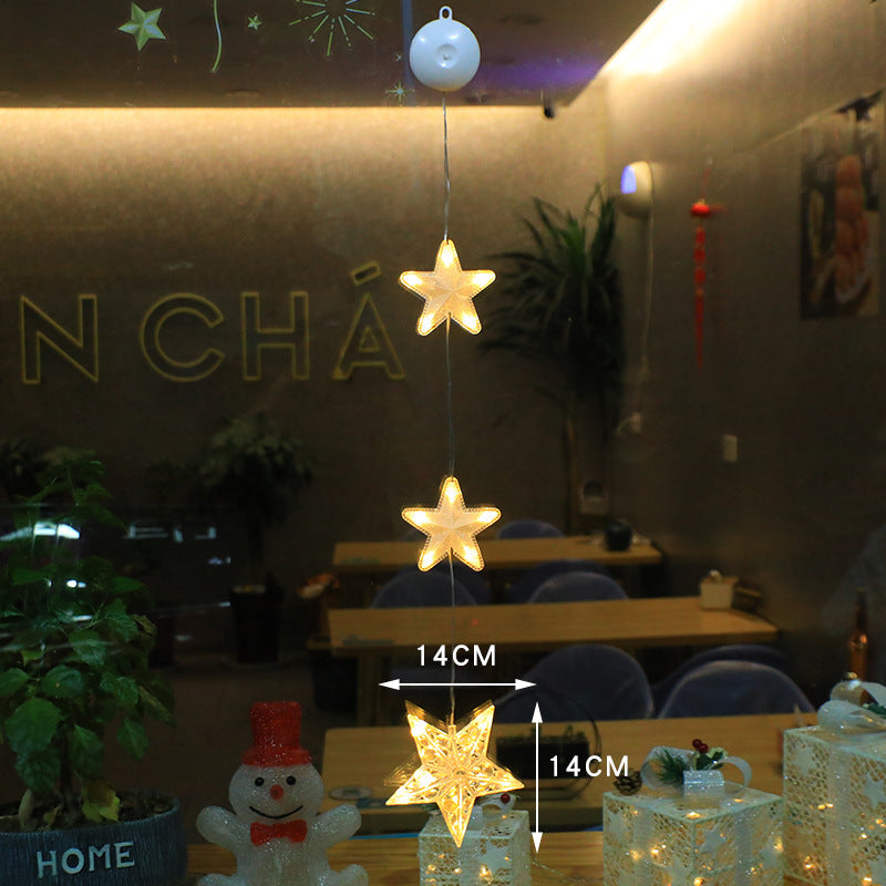 Christmas 3pcs LED Light Star Xmas Tree Hanging Sucker Lamp Window Ornaments Decoration For Home Xmas Navidad 2023 New Year Decor Christmas Decorations