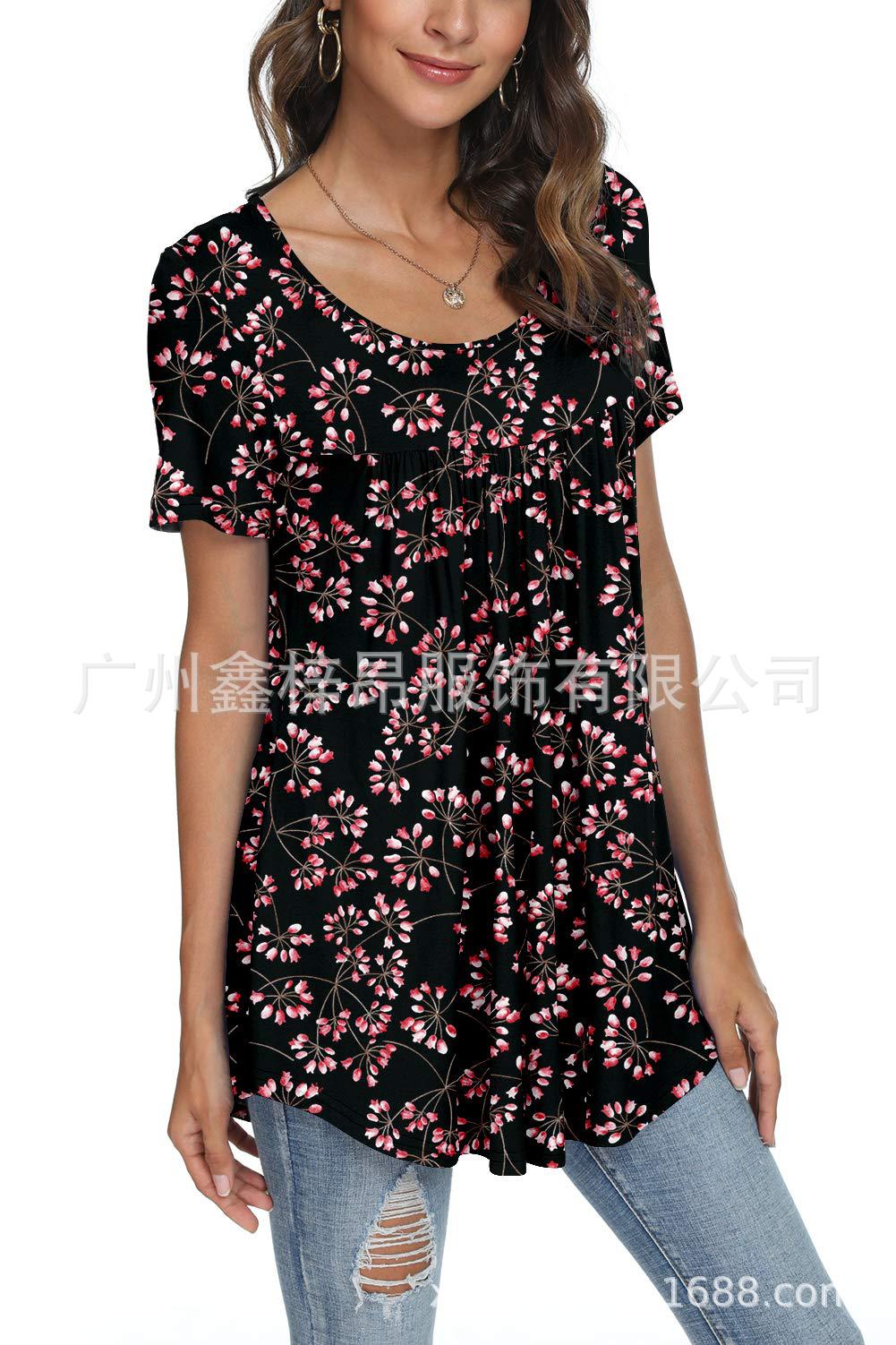 Women&#039;s Tunic Top Casual Fashion  Short Sleeve Loose Shirt Elegant And Light