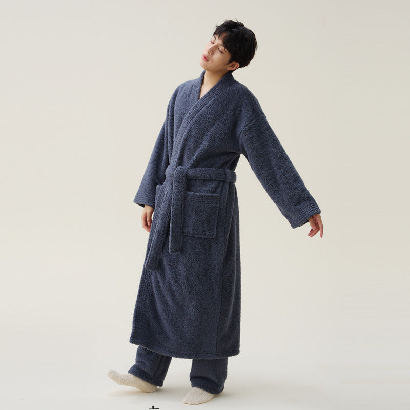 Coral Fleece Thicken And Lengthen Men's And Women's Nightgown