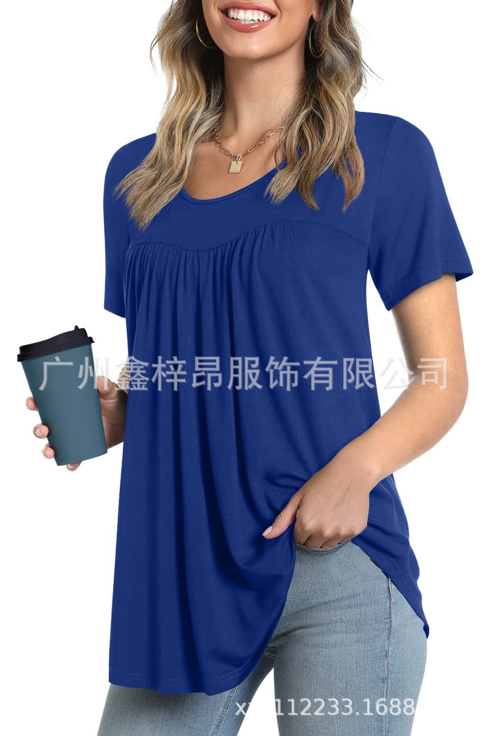 Women&#039;s Tunic Top Casual Fashion  Short Sleeve Loose Shirt Elegant And Light