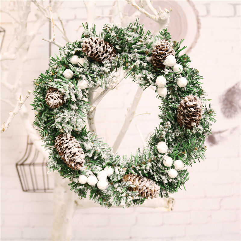 Christmas Decorations 30cm Christmas Wreath Simulation Wreath Door Hanging Window Props Background Christmas Tree Accessories