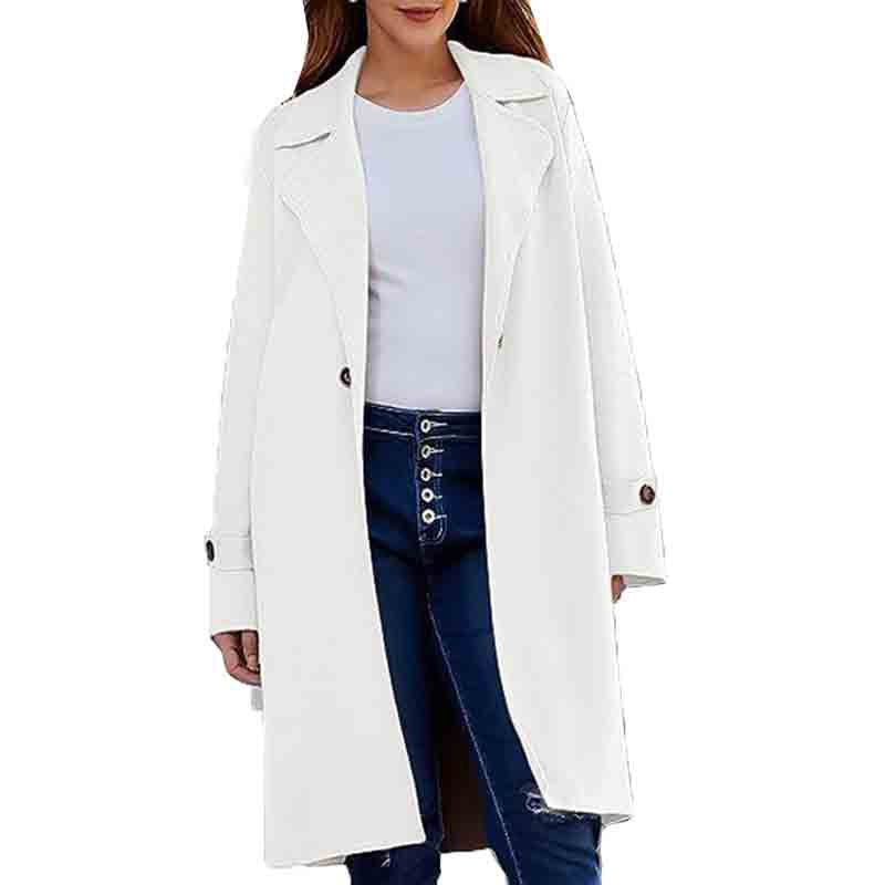 Long Sleeve Lapel Button Baggy Coat Women