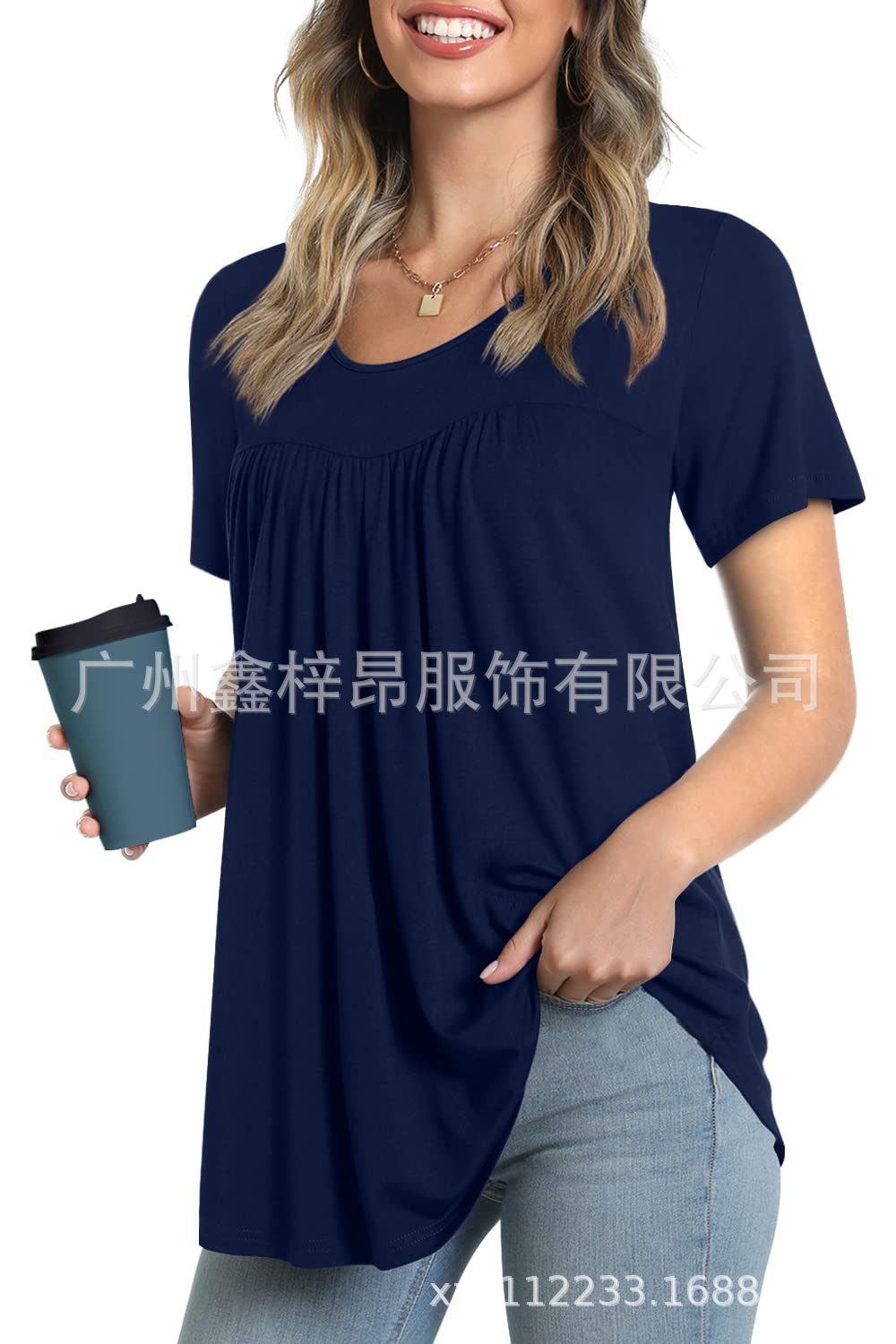 Women&#039;s Tunic Top Casual Fashion  Short Sleeve Loose Shirt Elegant And Light