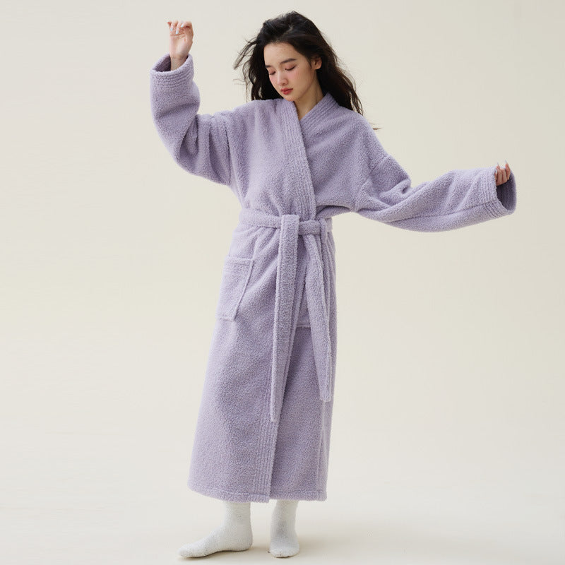 Coral Fleece Thicken And Lengthen Men's And Women's Nightgown