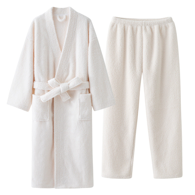 Coral Fleece Thicken And Lengthen Men's And Women's Nightgown