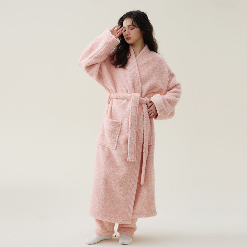 Coral Fleece Thicken And Lengthen Men's And Women's Nightgown