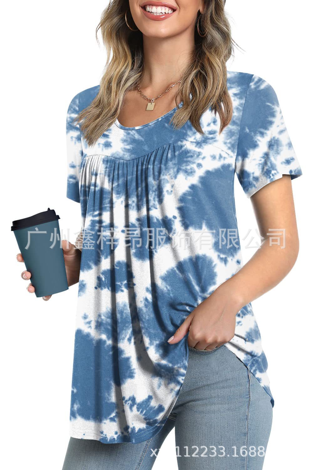 Women&#039;s Tunic Top Casual Fashion  Short Sleeve Loose Shirt Elegant And Light