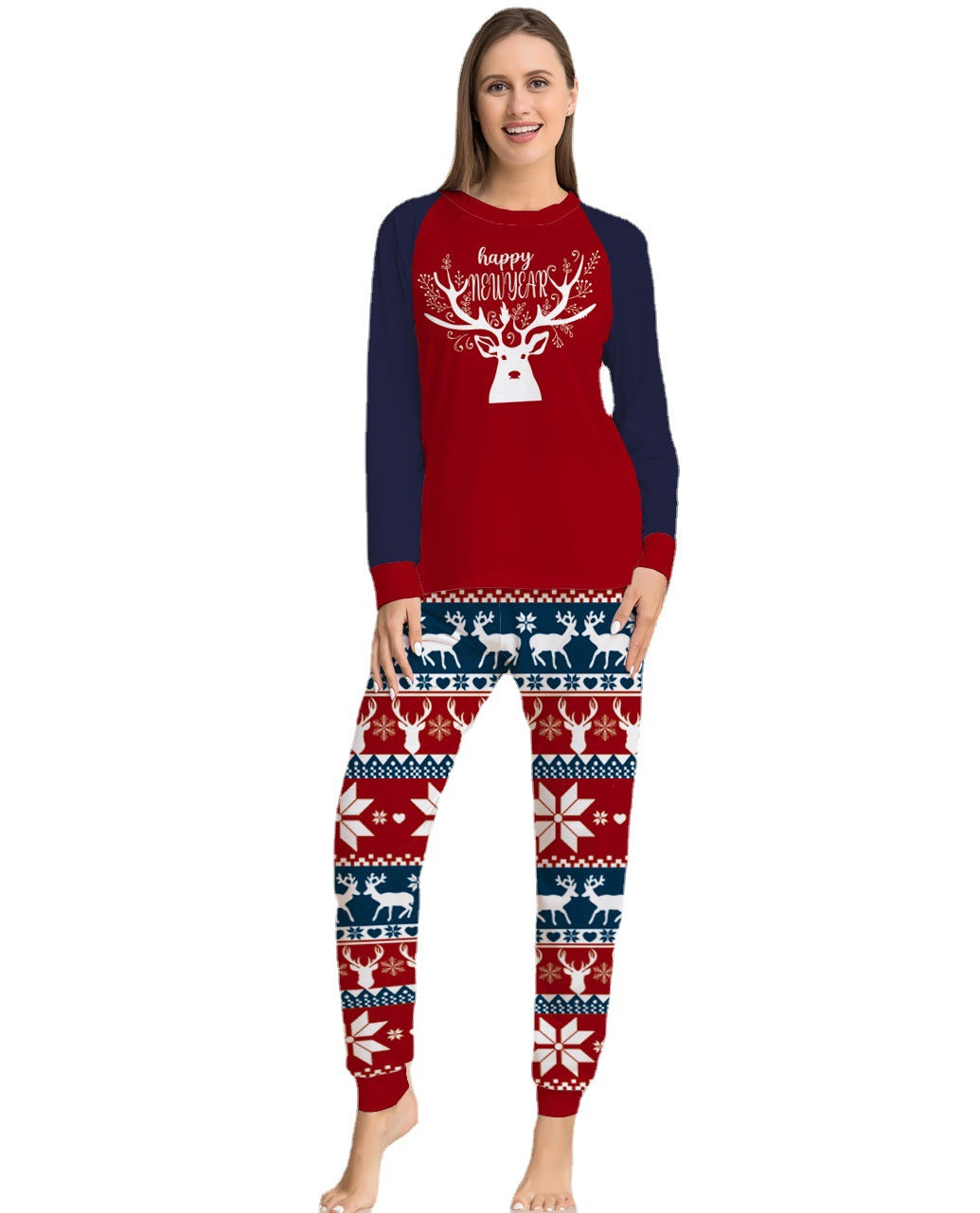 Color Matching Elk Christmas Parent-child Wear Homewear Pajamas Suit