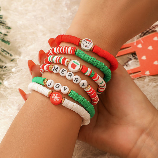 New Christmas Polymer Clay Colored Glaze Bracelet For Women