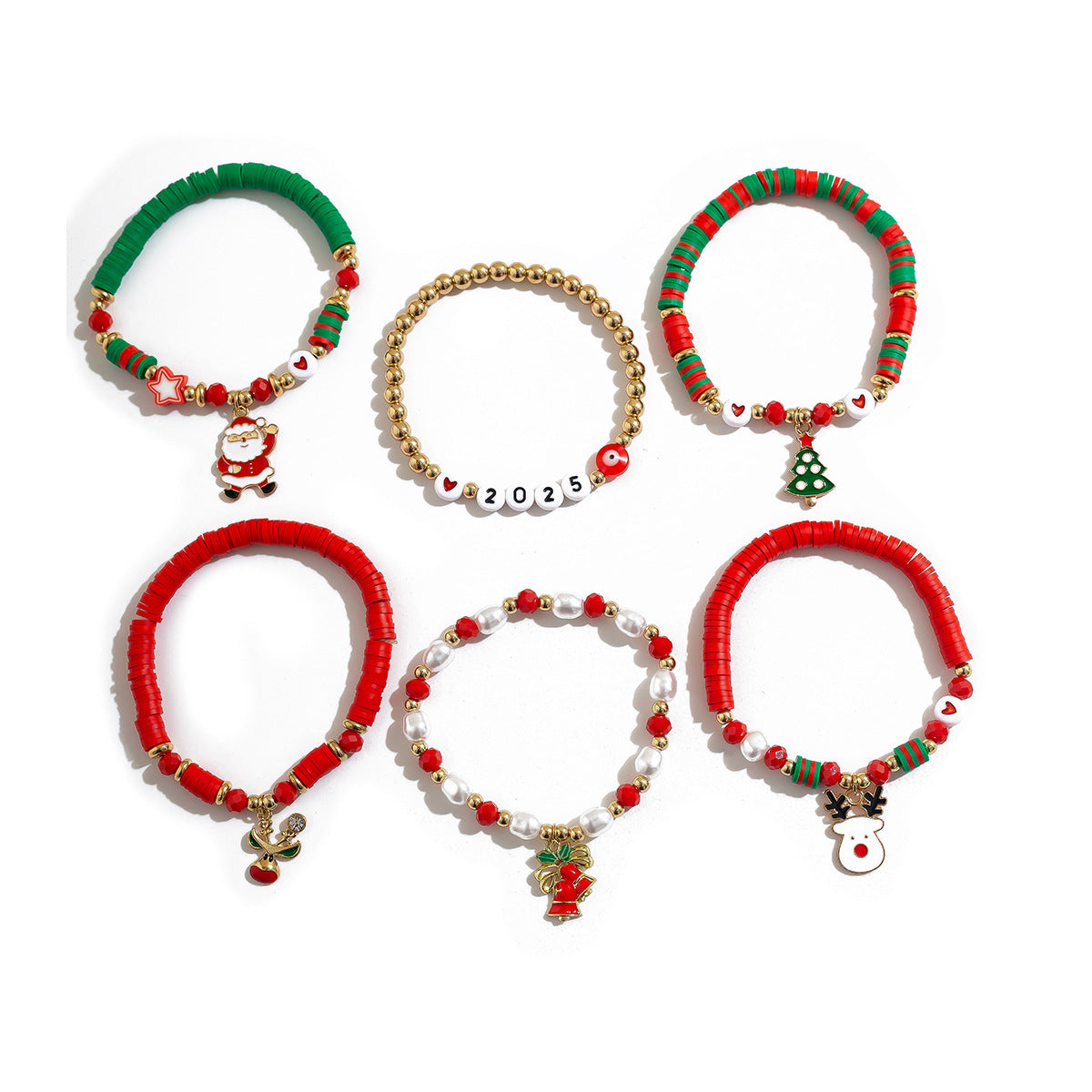 Christmas Candy Polymer Clay CCB Bracelet Suit