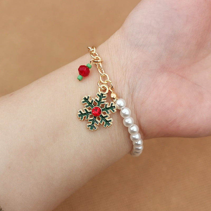 Elk Snowflake Bell Christmas Bracelet