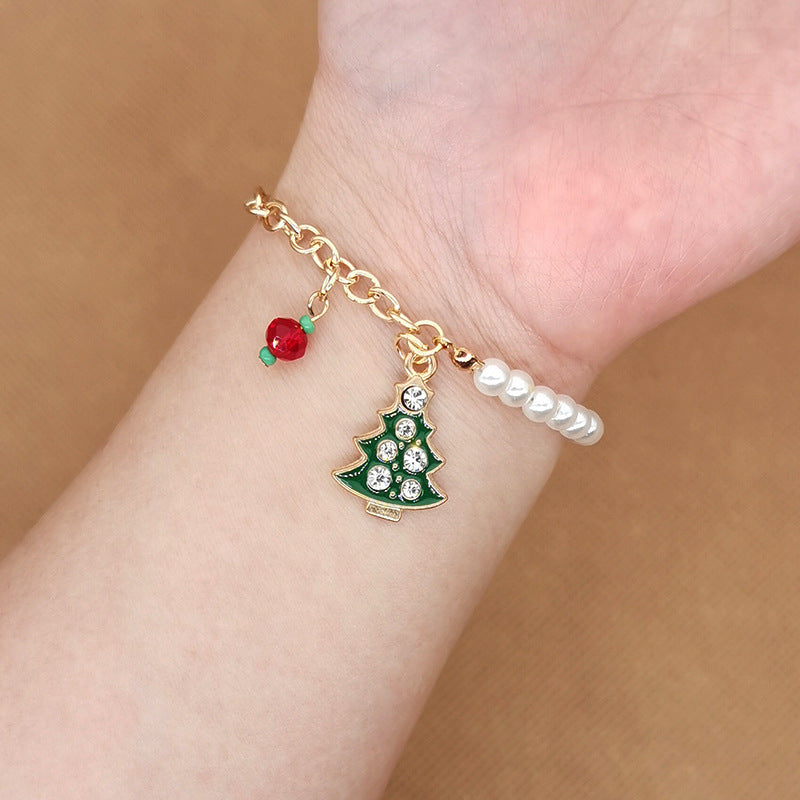 Elk Snowflake Bell Christmas Bracelet